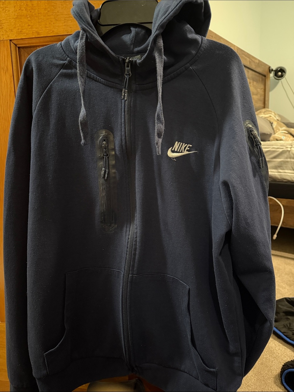 Nike Navy Full-Zip Hooded Jacket with Logo